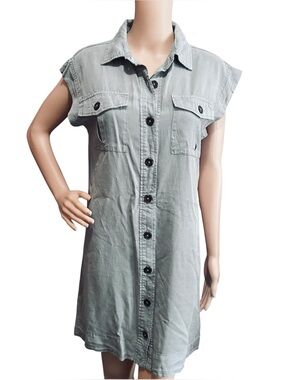 Sanctuary Women's Theo Belted Cap-Sleeve Button-Up Dress Sz S